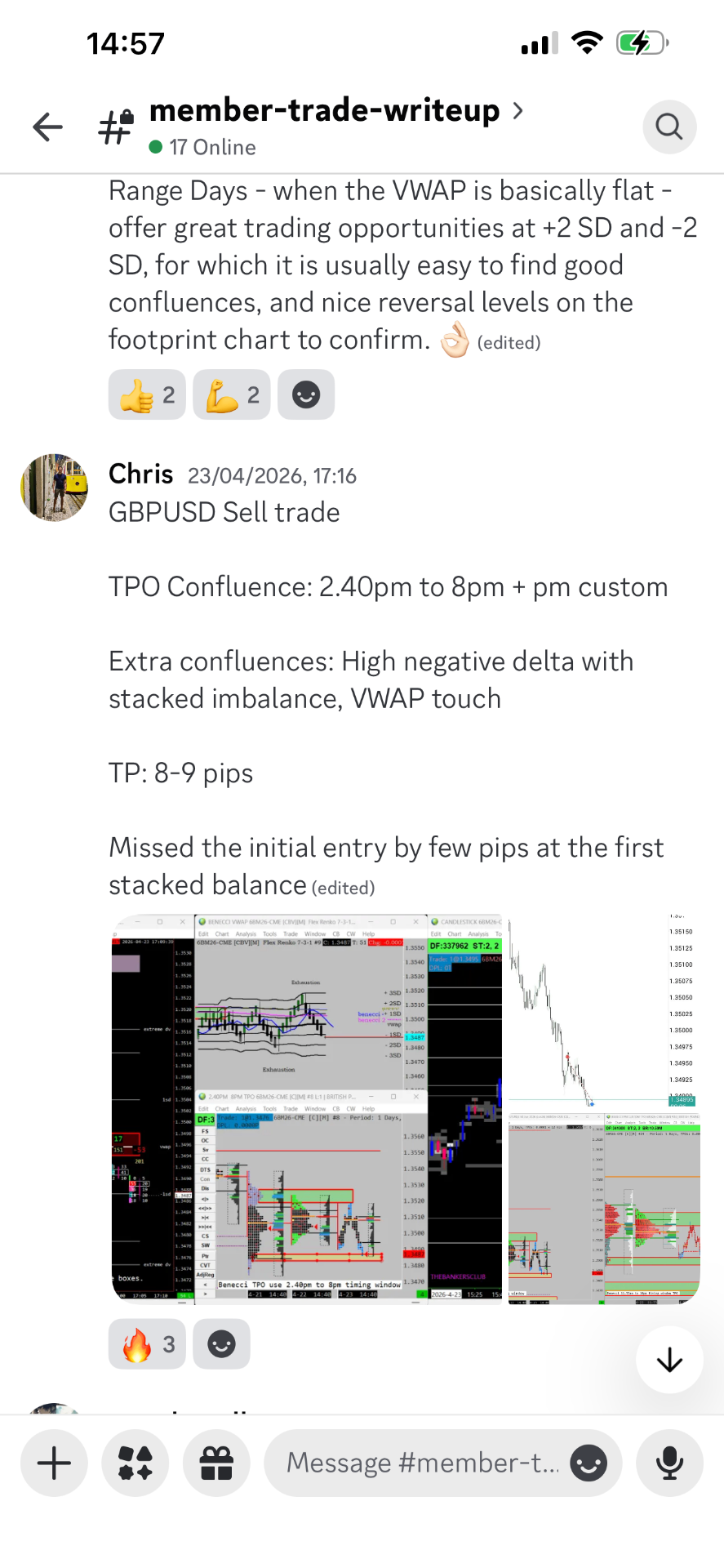 Discord trade write-up — Chris GBPUSD sell trade with stacked imbalance